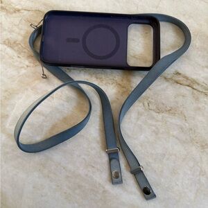 Apple brand purple Phone Case with blue Strap- for iPhone 17 pro max